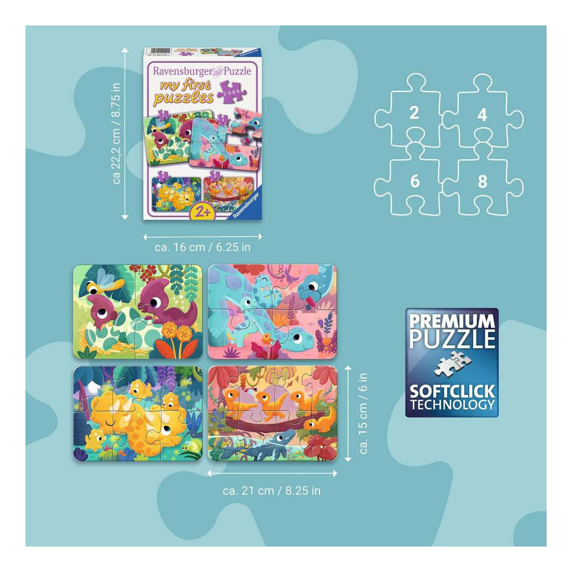 Ravensburger Mijn Eerste Puzzel Dinovrienden - 2/4/6/8st.