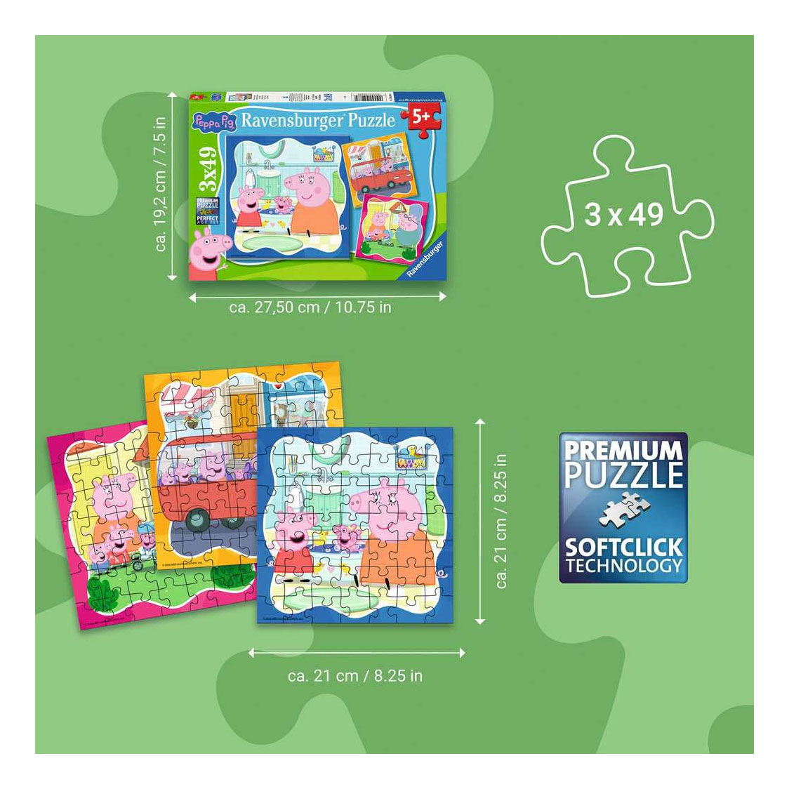 Ravensburger Puzzle Peppa Pig - 3x49 Teile.