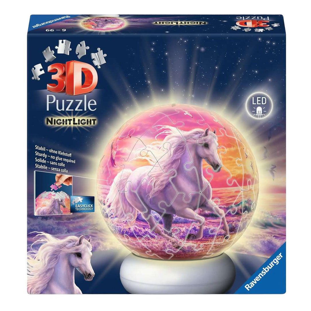 Ravensburger 3D Puzzel Nachtlamp Paarden op het Strand - 73st.