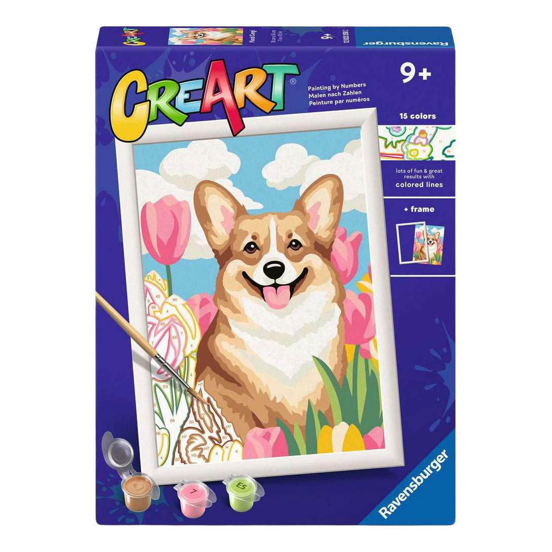 Ravensburger CreArt Schilderen op Nummer - Bloemrijke Corgi