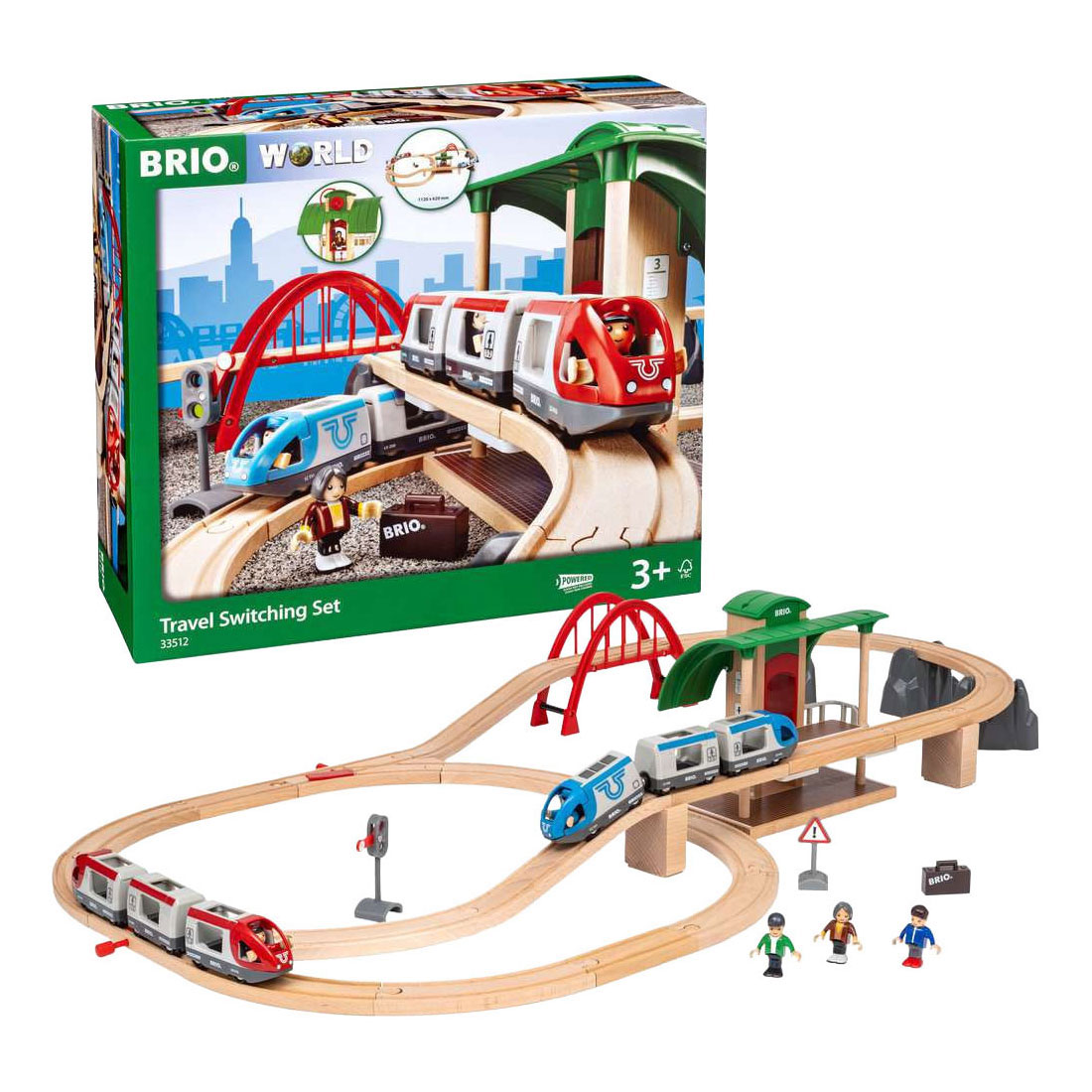 Brio Treinset met Perron en Twee Treinen - 42dlg.