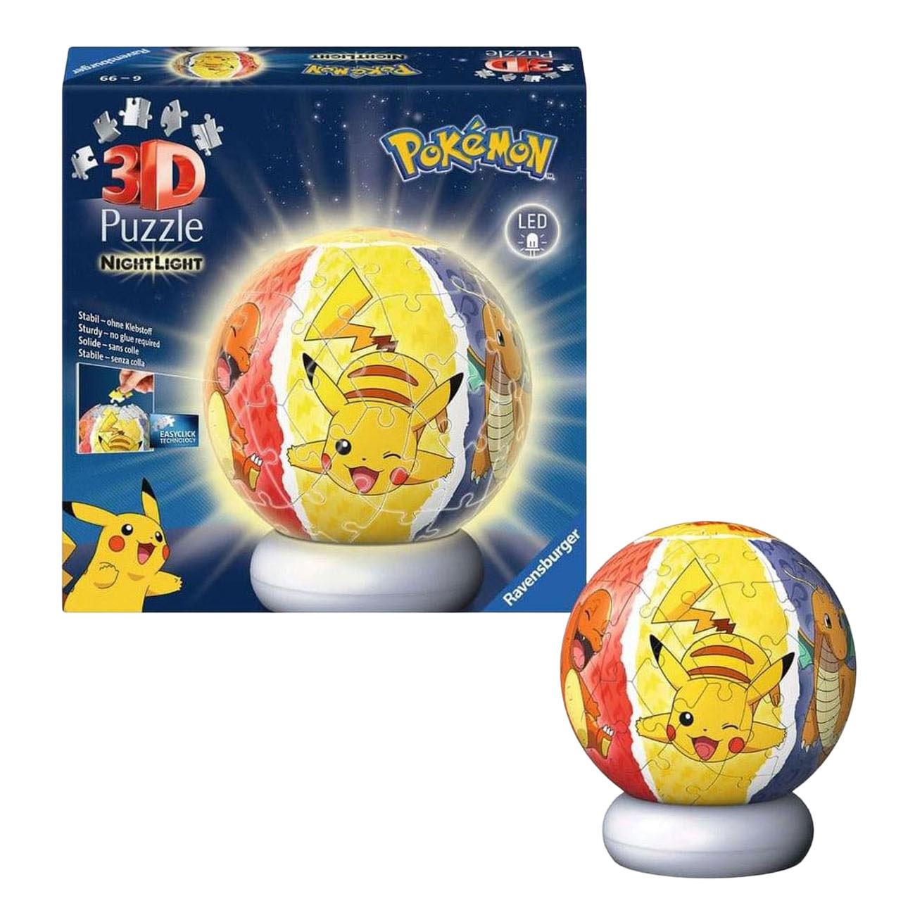 Puzzle 3D Ravensburger Pokémon avec lumière - 73 pièces.