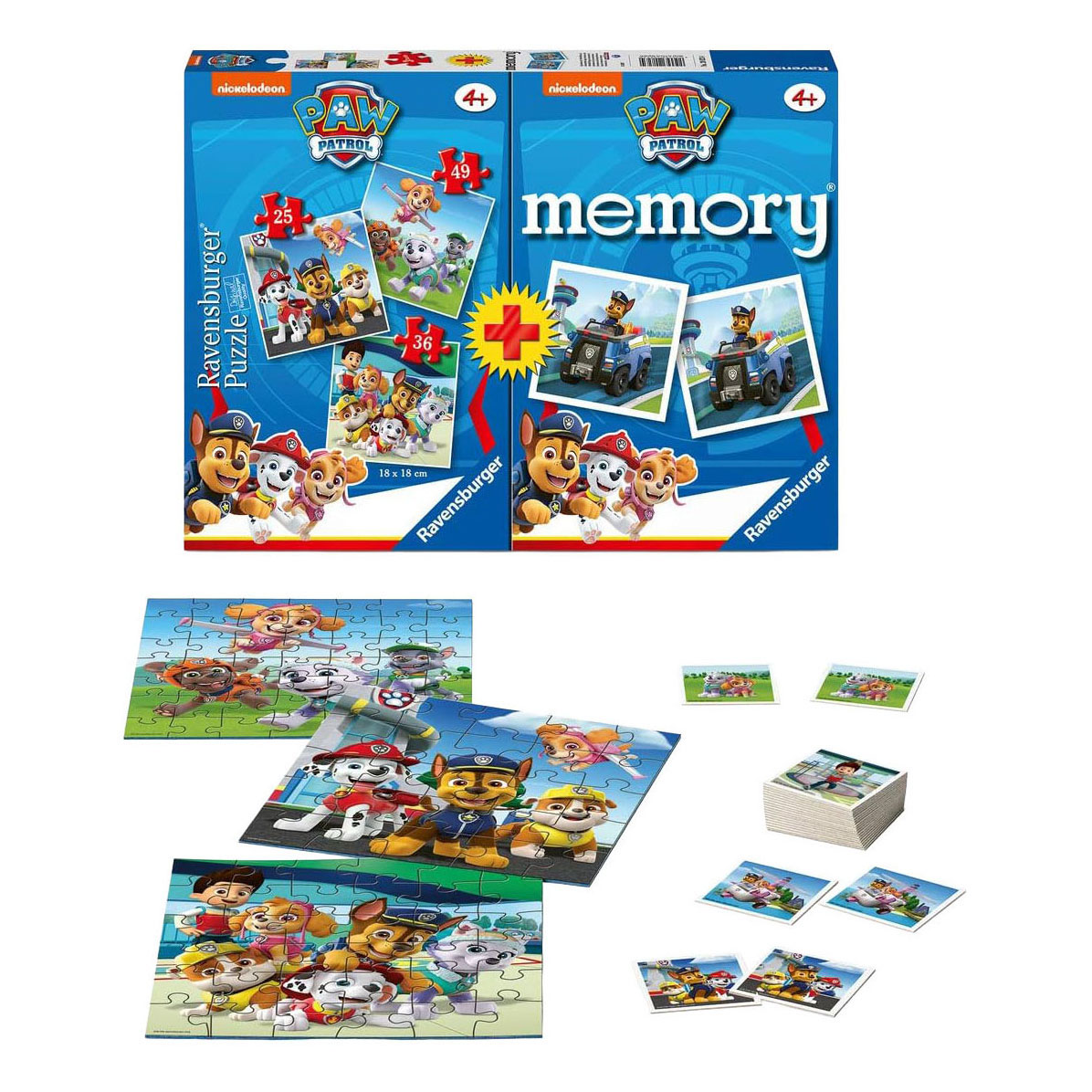 Ravensburger PAW Patrol 3-in-1 Puzzel en Memory - 25/36/49st.