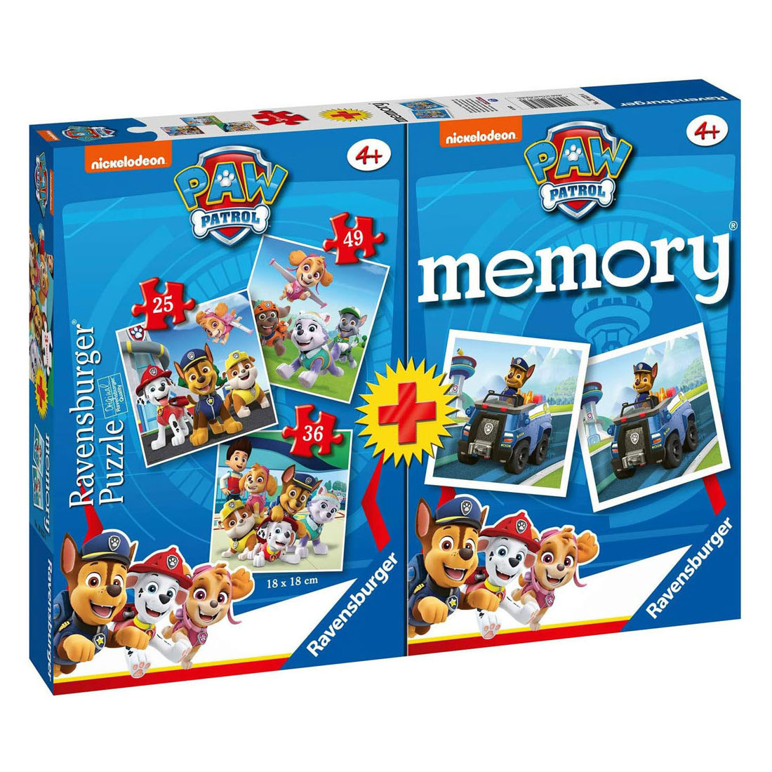 Ravensburger PAW Patrol 3-in-1 Puzzel en Memory - 25/36/49st.