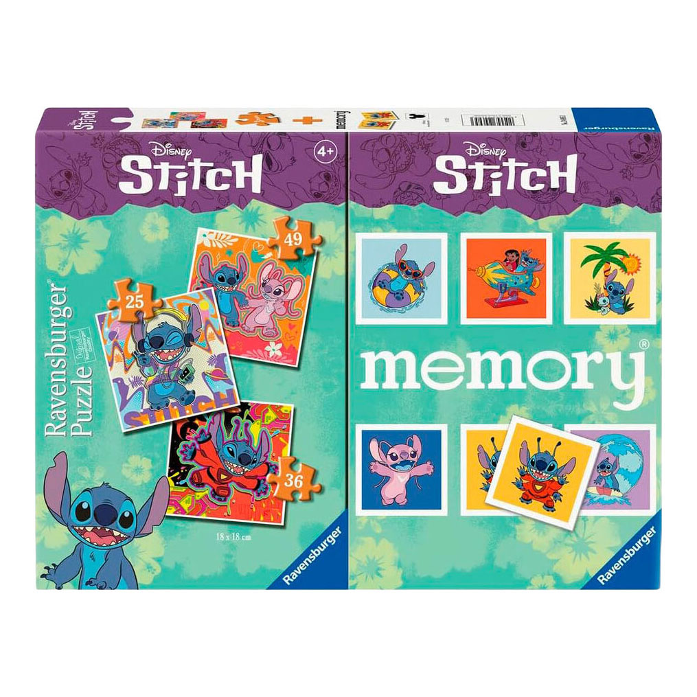 Ravensburger Stitch Puzzle et Mémoire 3 en 1 - 25-36-49 pièces.