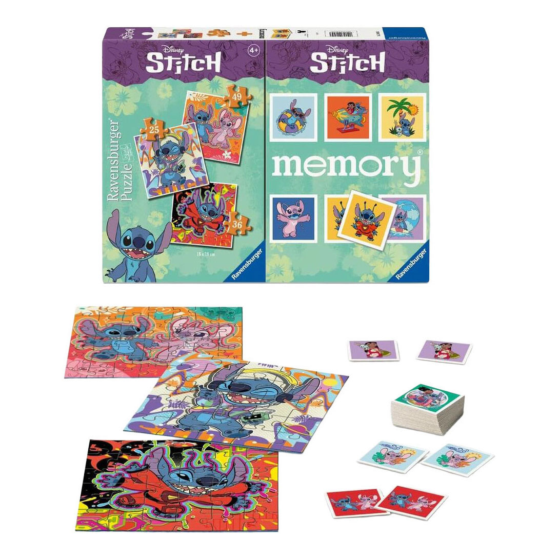Ravensburger Stitch Puzzle et Mémoire 3 en 1 - 25-36-49 pièces.