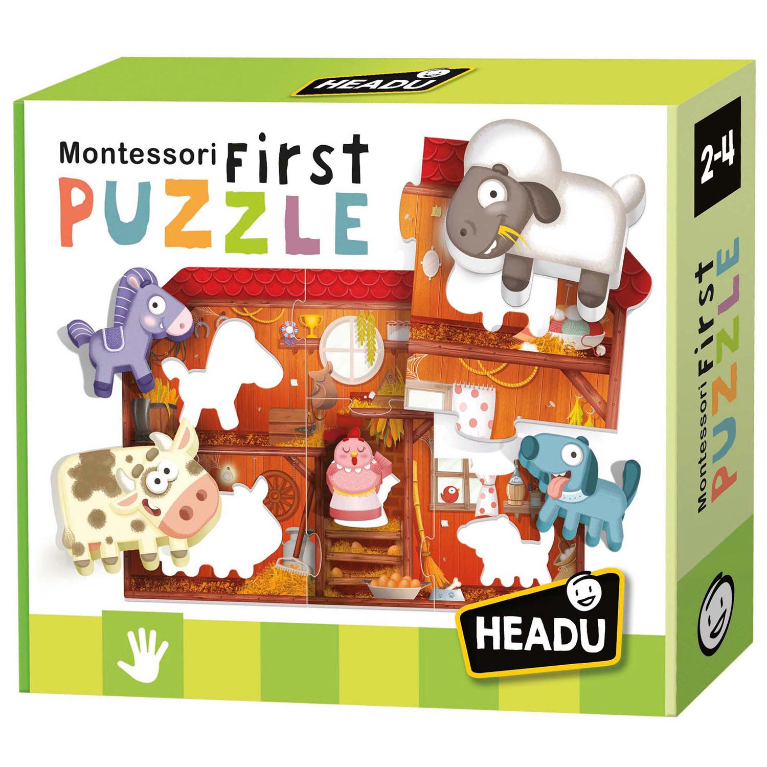 Headu Ma première ferme de puzzle avec 5 animaux en bois