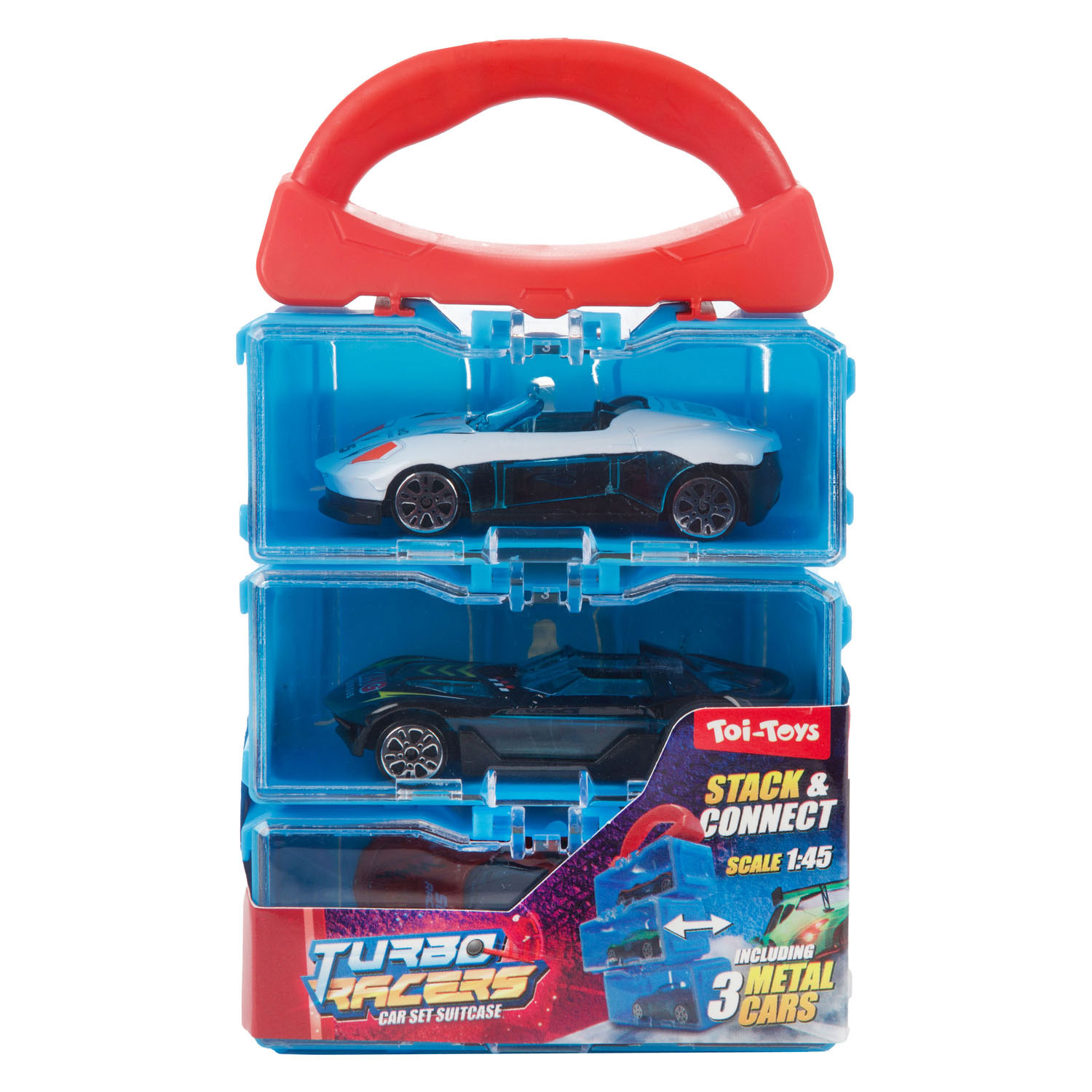 Turbo Racers Opbergkoffer met 3 Metalen Auto's