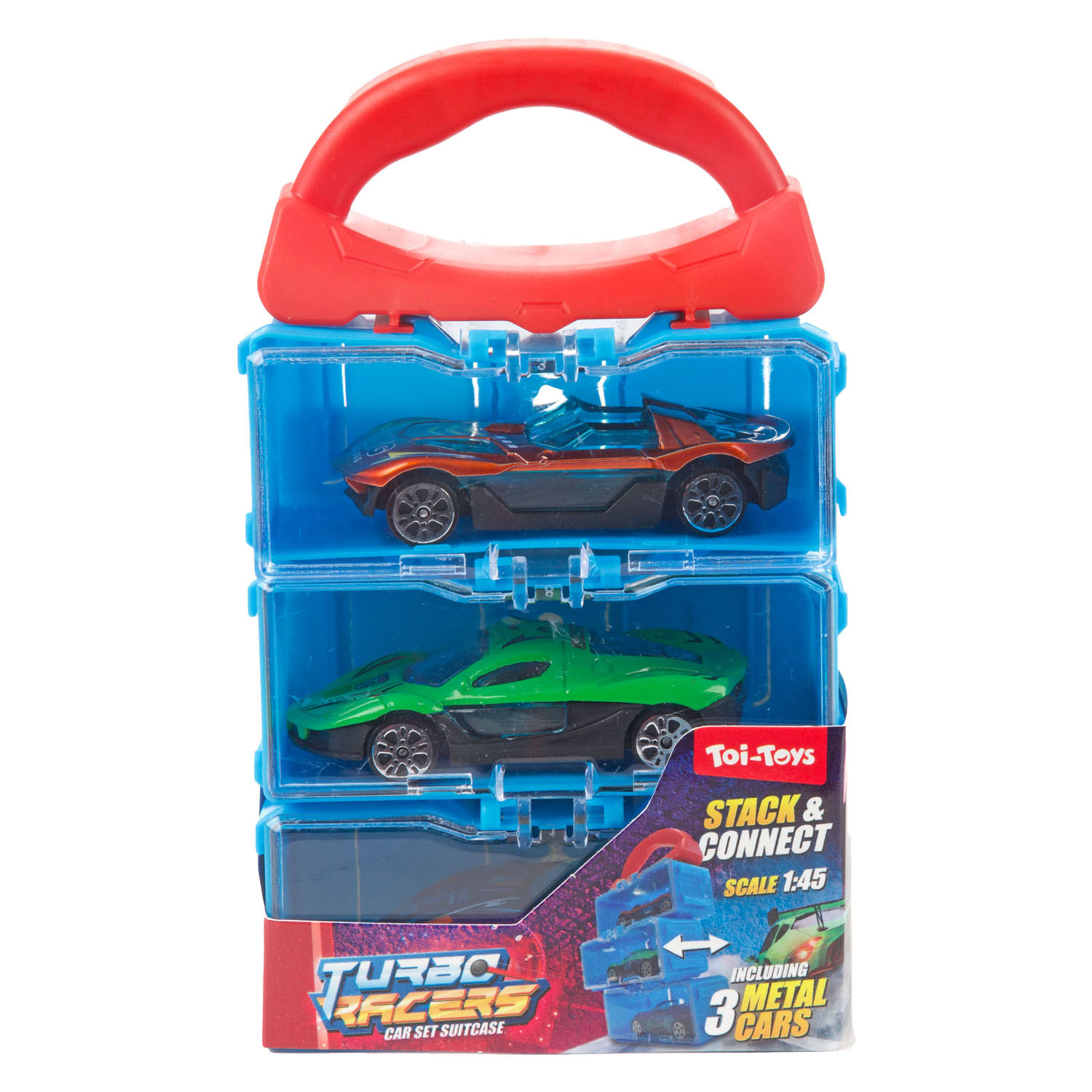 Turbo Racers Opbergkoffer met 3 Metalen Auto's
