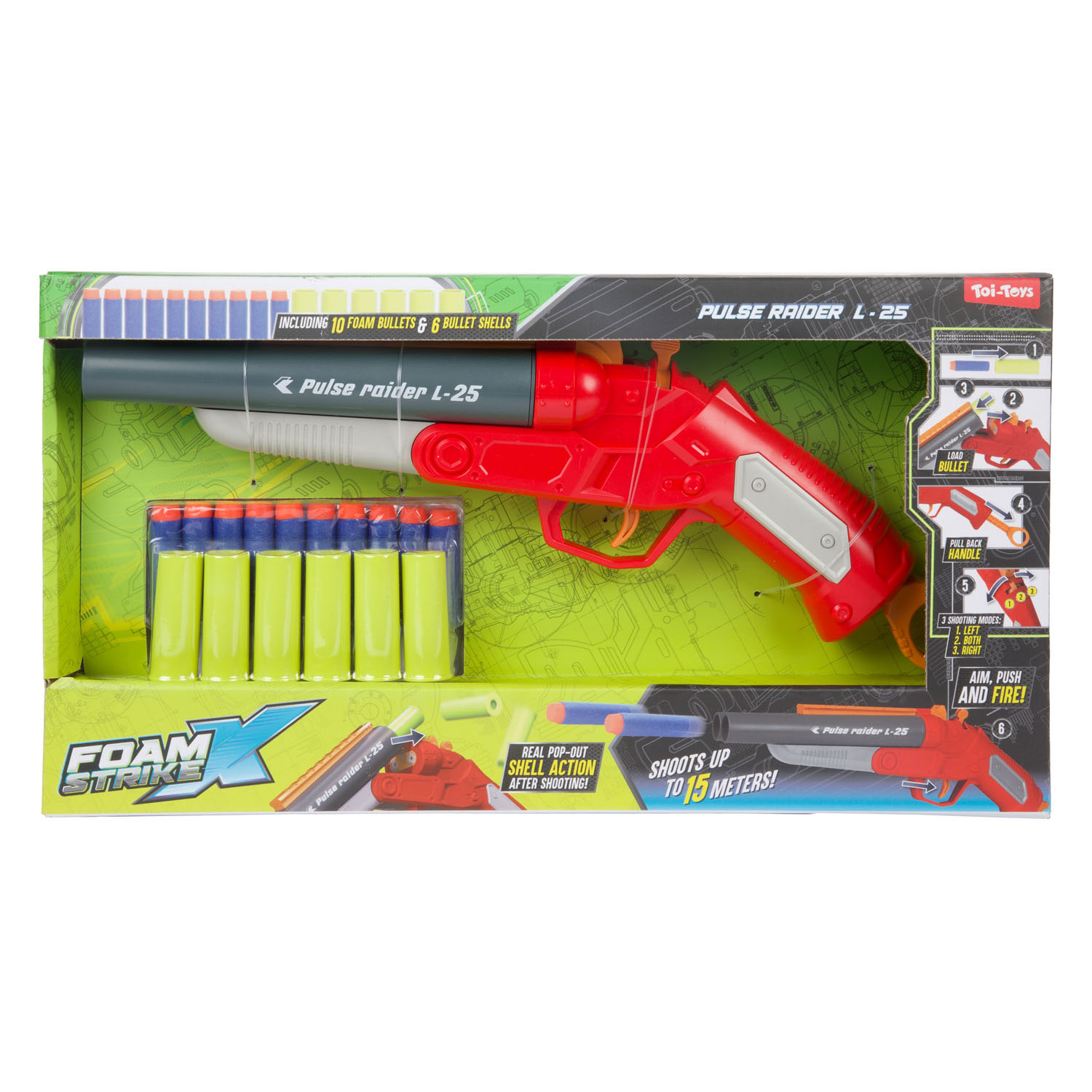 Pistolet à munitions en mousse Strikex Pulse Raider L-25 - fléchettes en mousse incluses