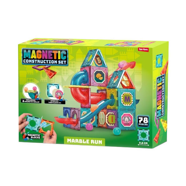 Jeu de construction magnétique pour circuit à billes - 78 pièces.