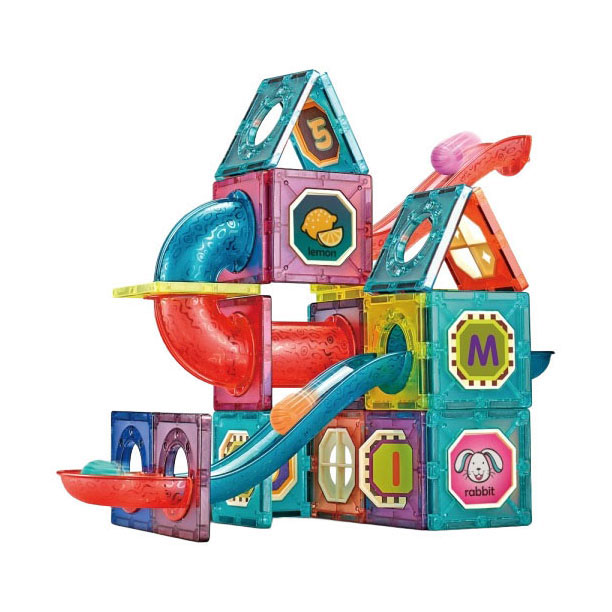 Jeu de construction magnétique pour circuit à billes - 78 pièces.