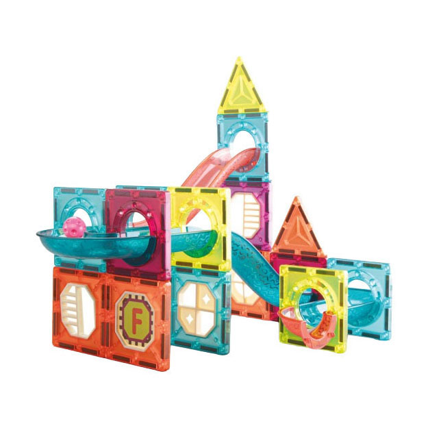 Jeu de construction magnétique pour circuit à billes - 78 pièces.