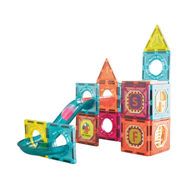 Jeu de construction magnétique pour circuit à billes - 78 pièces.