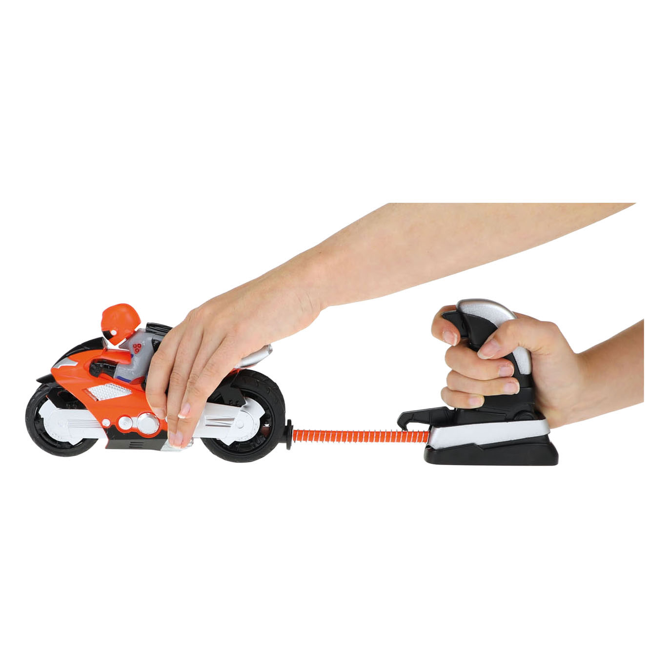 Turbo Racers Rijder op Motor met Afschieter