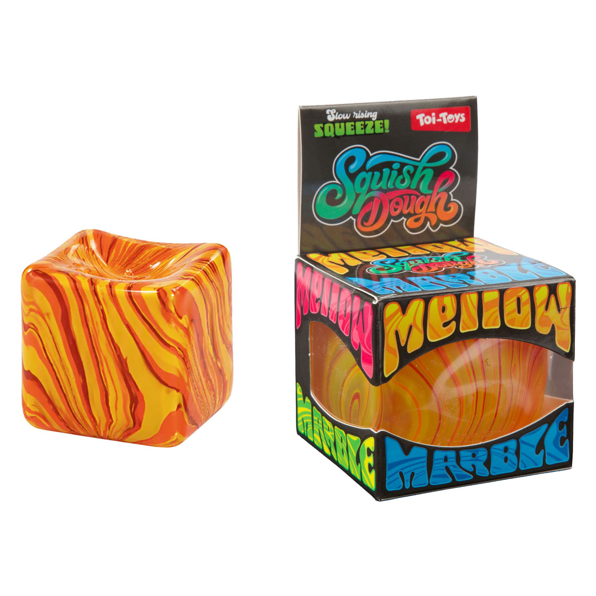 Squishdough Knijpkubus Marmer - 8cm 160gr