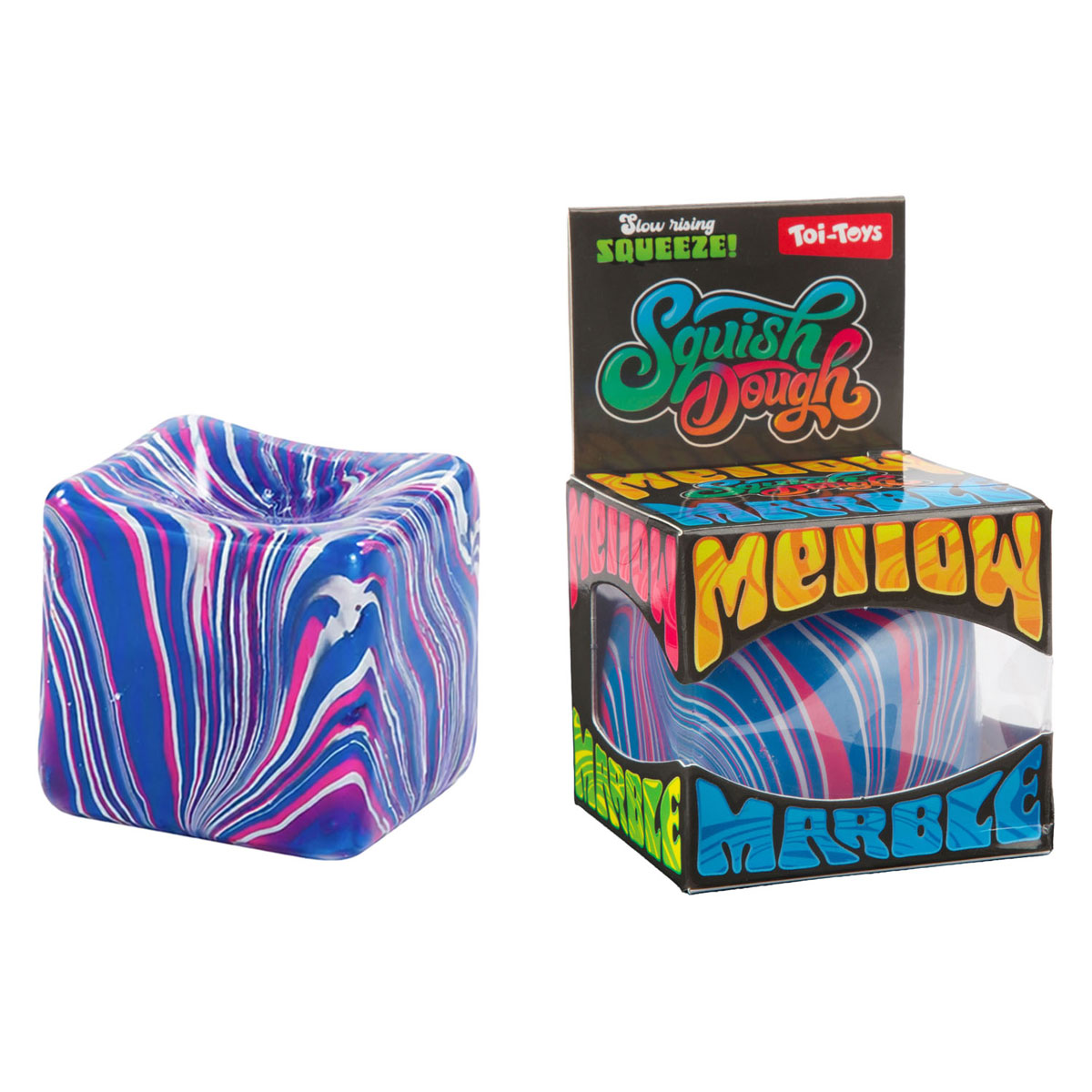 Squishdough Knijpkubus Marmer - 8cm 160gr