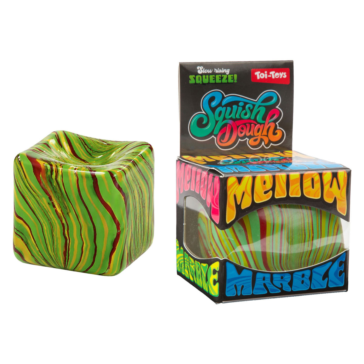 Squishdough Knijpkubus Marmer - 8cm 160gr