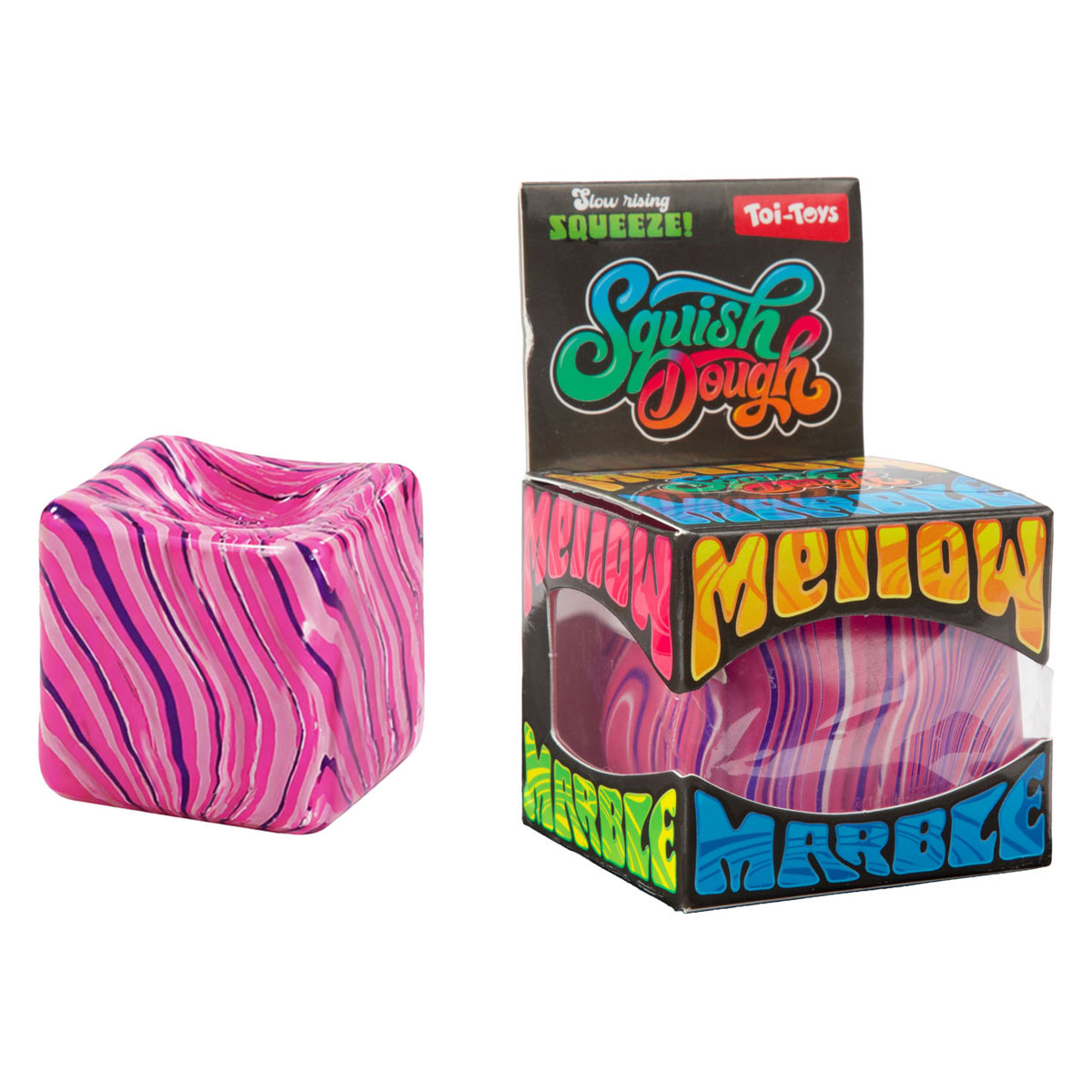 Squishdough Knijpkubus Marmer - 8cm 160gr
