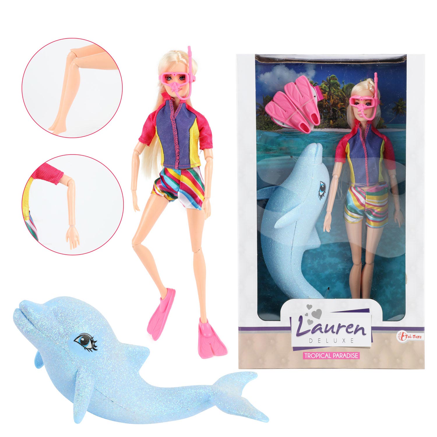 Lauren Teenage Doll Diver avec dauphin pailleté
