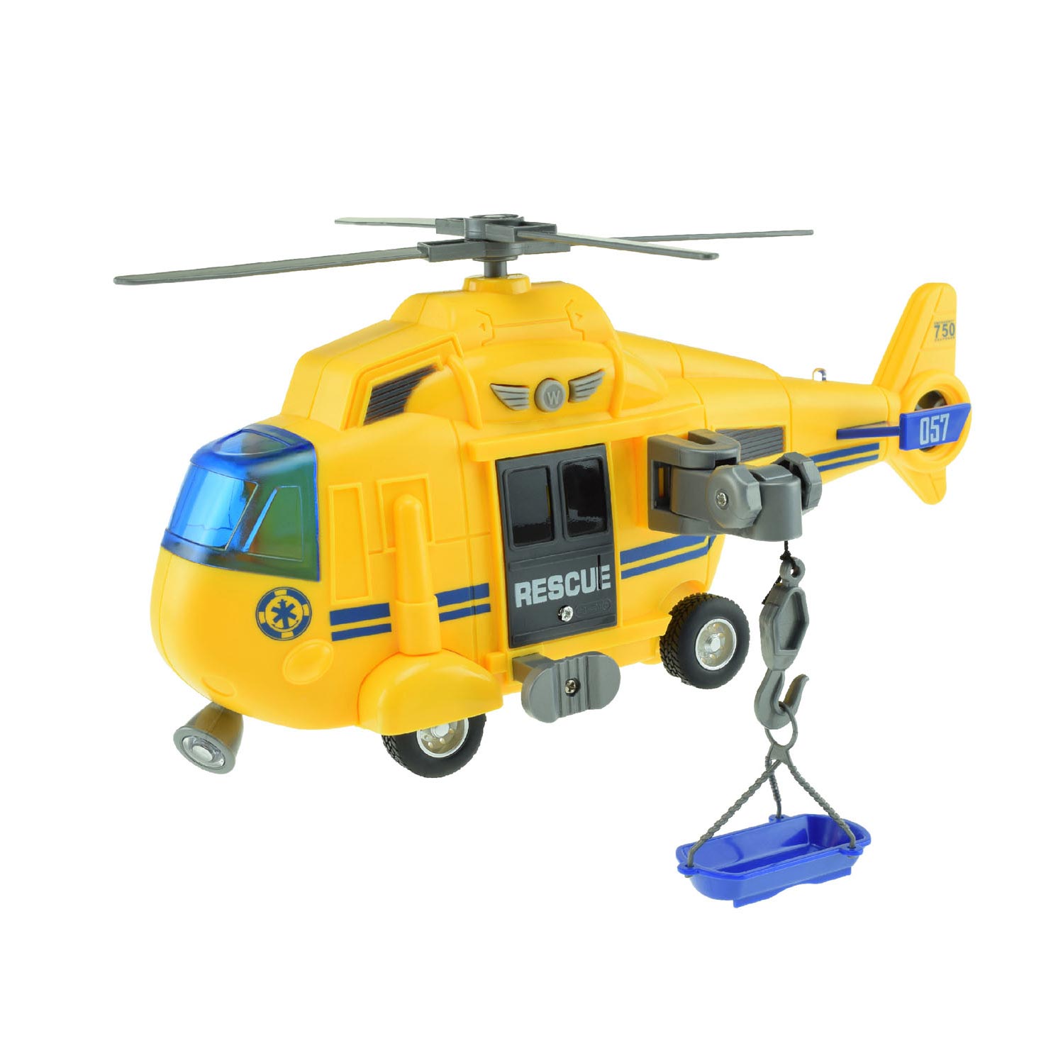 Frictie Reddingshelikopter Geel Licht en Geluid, 27cm