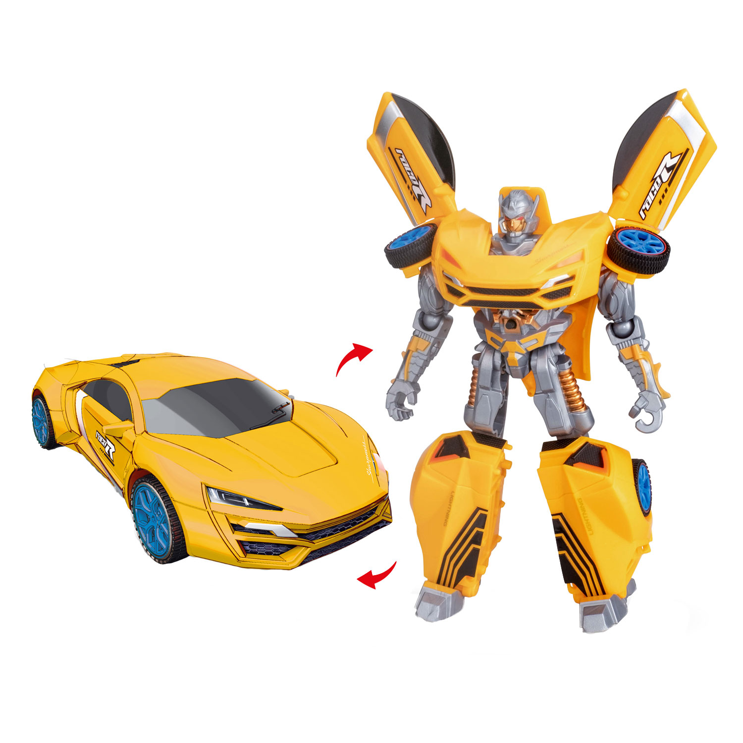 Roboforces wechselnder Roboter – Rennwagen gelb