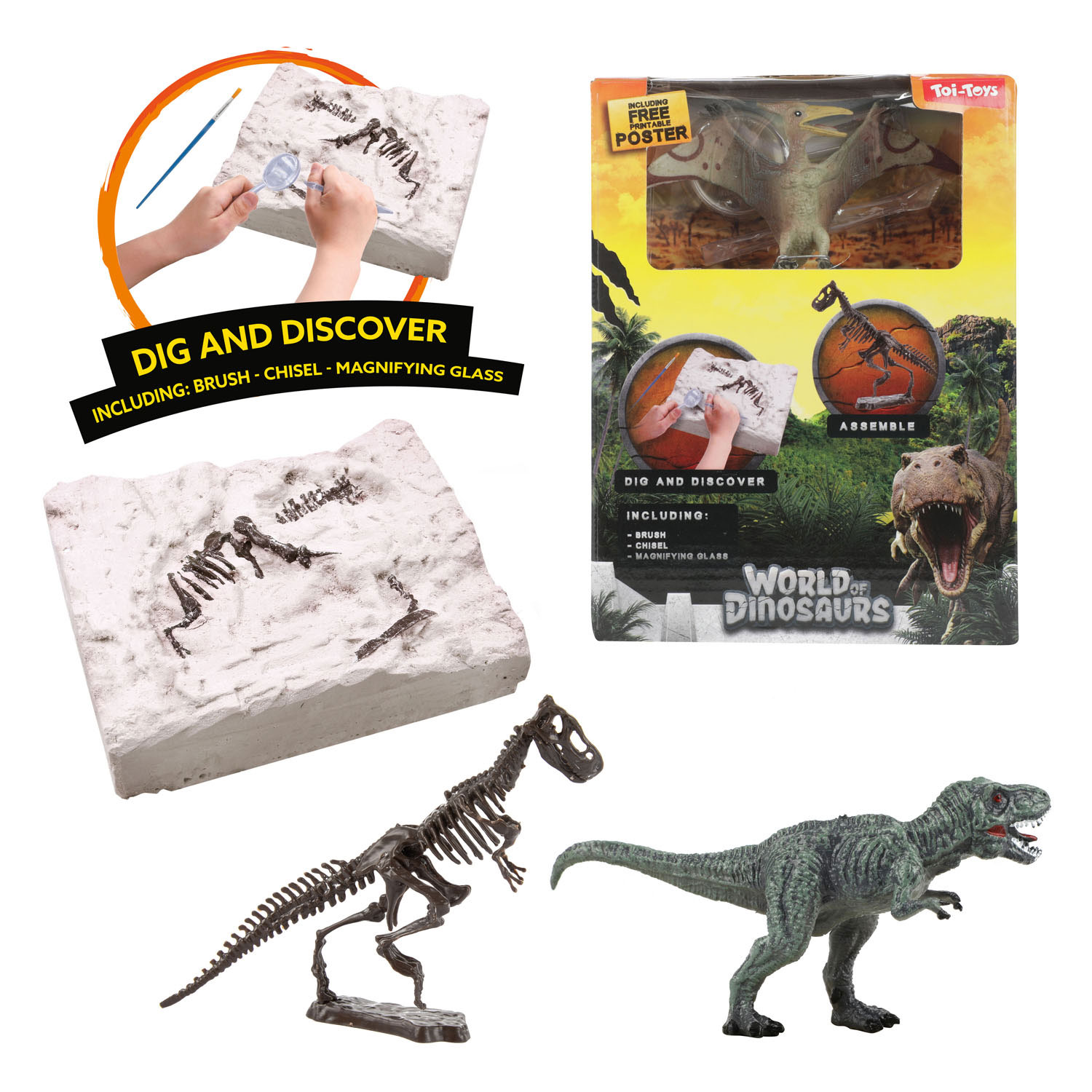 World of Dinosaurs Uitgraafset 'dino fossiel'