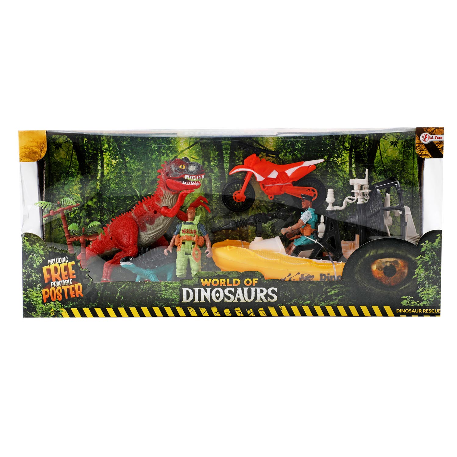 Coffret de jeu World of Dinosaurs - Bateau et moto avec dinosaures