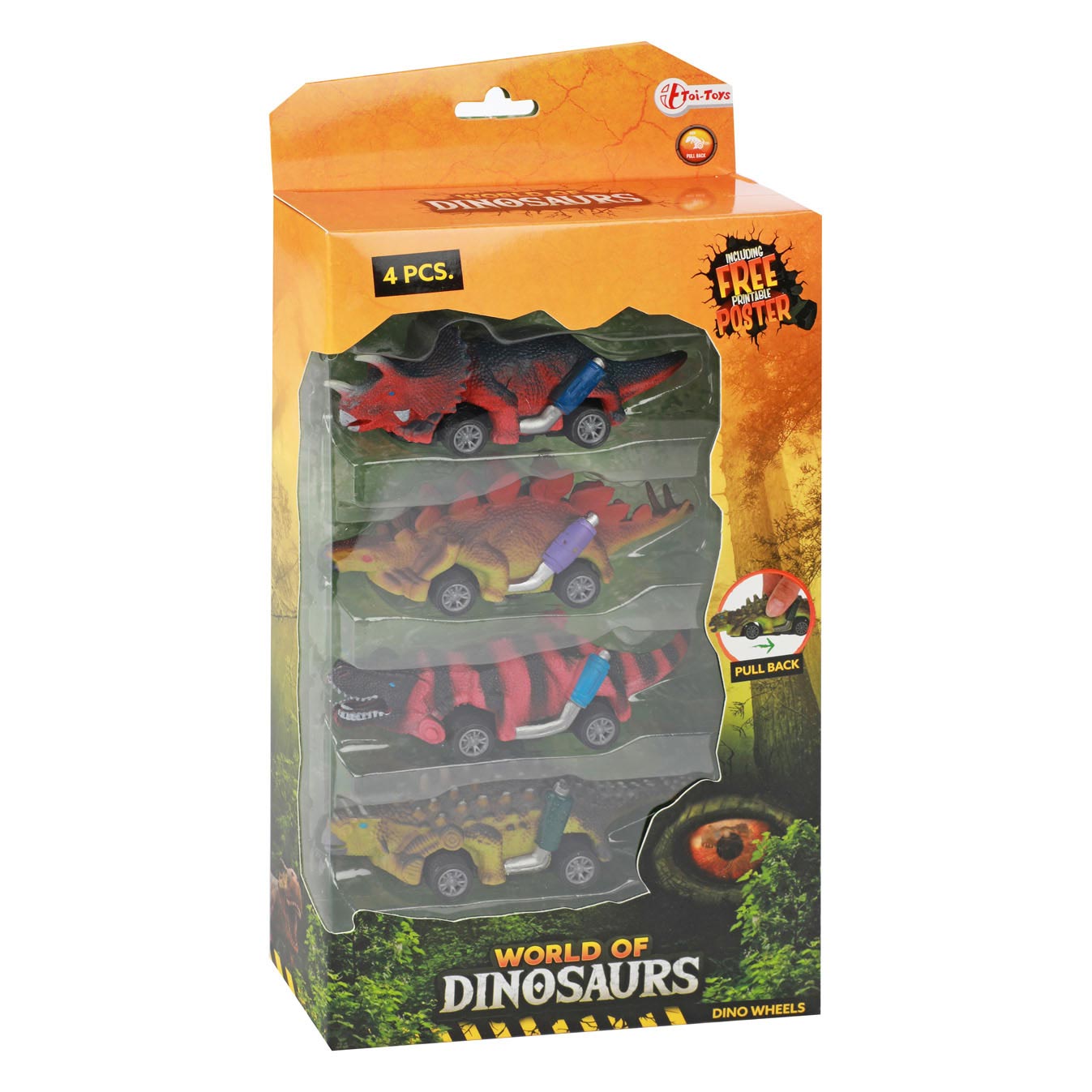 Voiture à traction Dino World of Dinosaurs , 4 pcs.