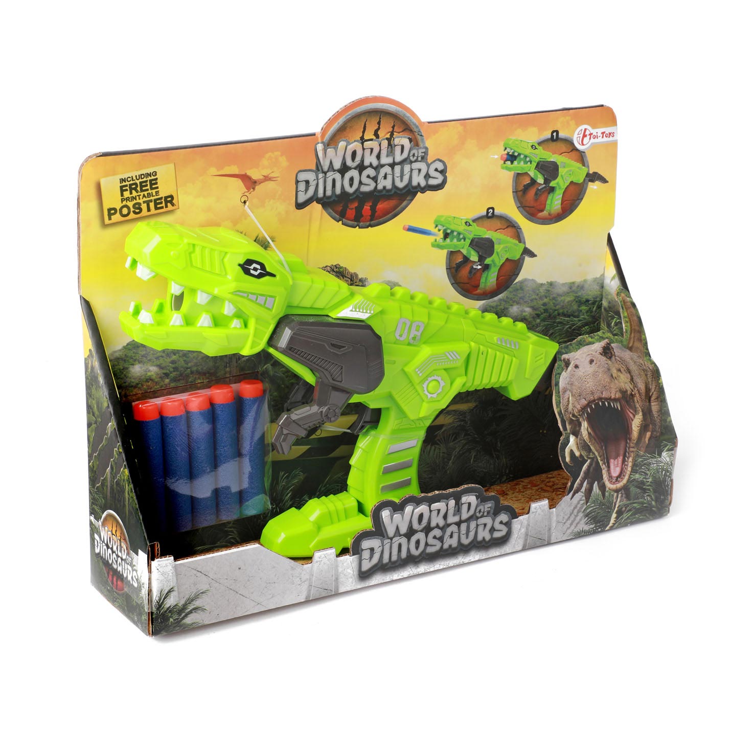 Pistolet de tir World of Dinosaurs avec flèches en mousse