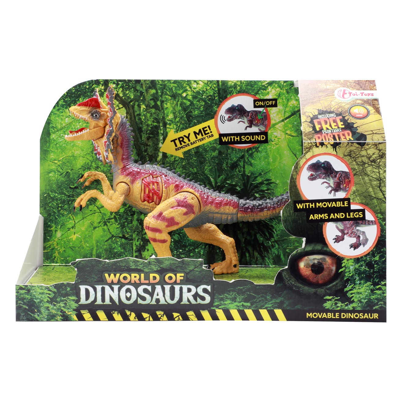 World of Dinosaurs Dilophosaurus, dinosaure mobile avec son