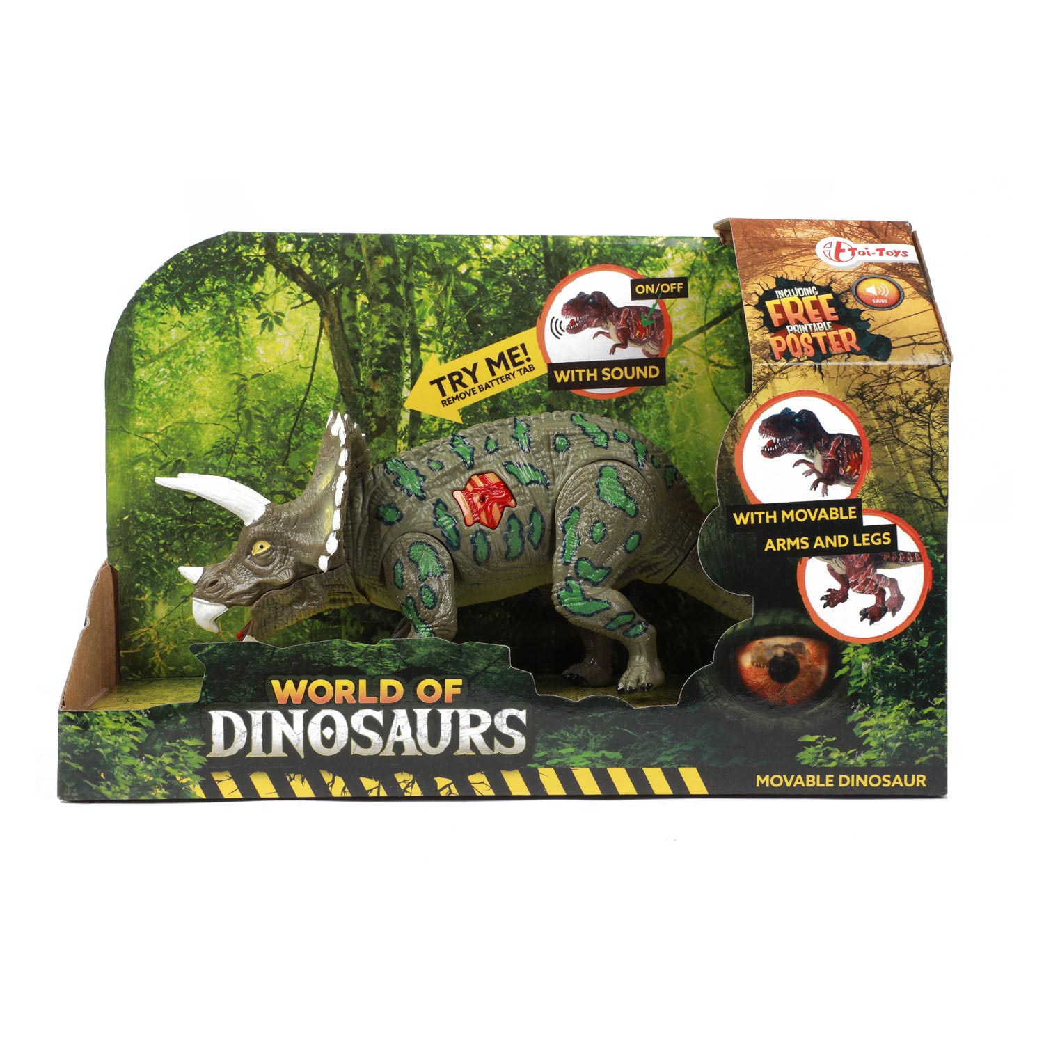 World of Dinosaurs Triceratops, dinosaure mobile avec son