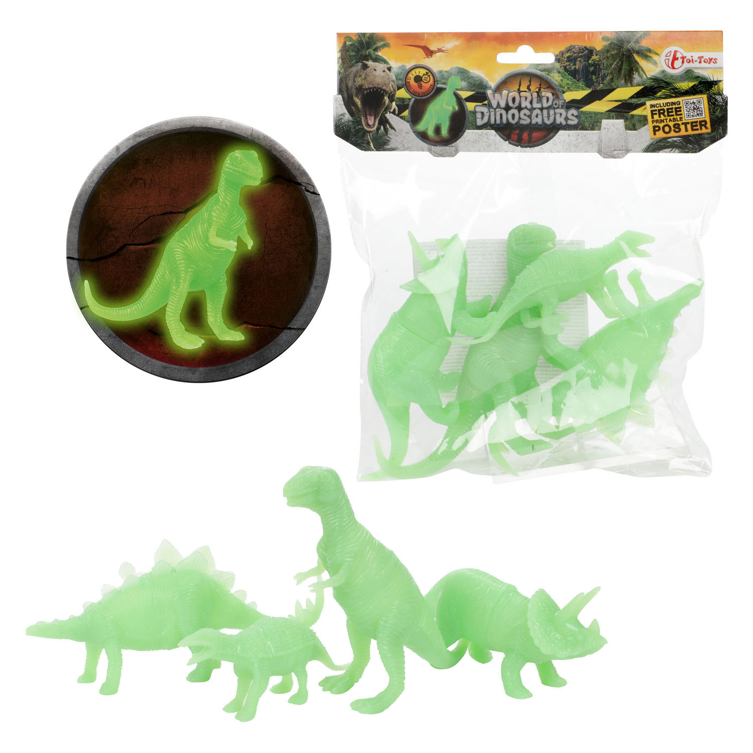 World of Dinosaurs Glown in the Dark Dino, 4tlg.