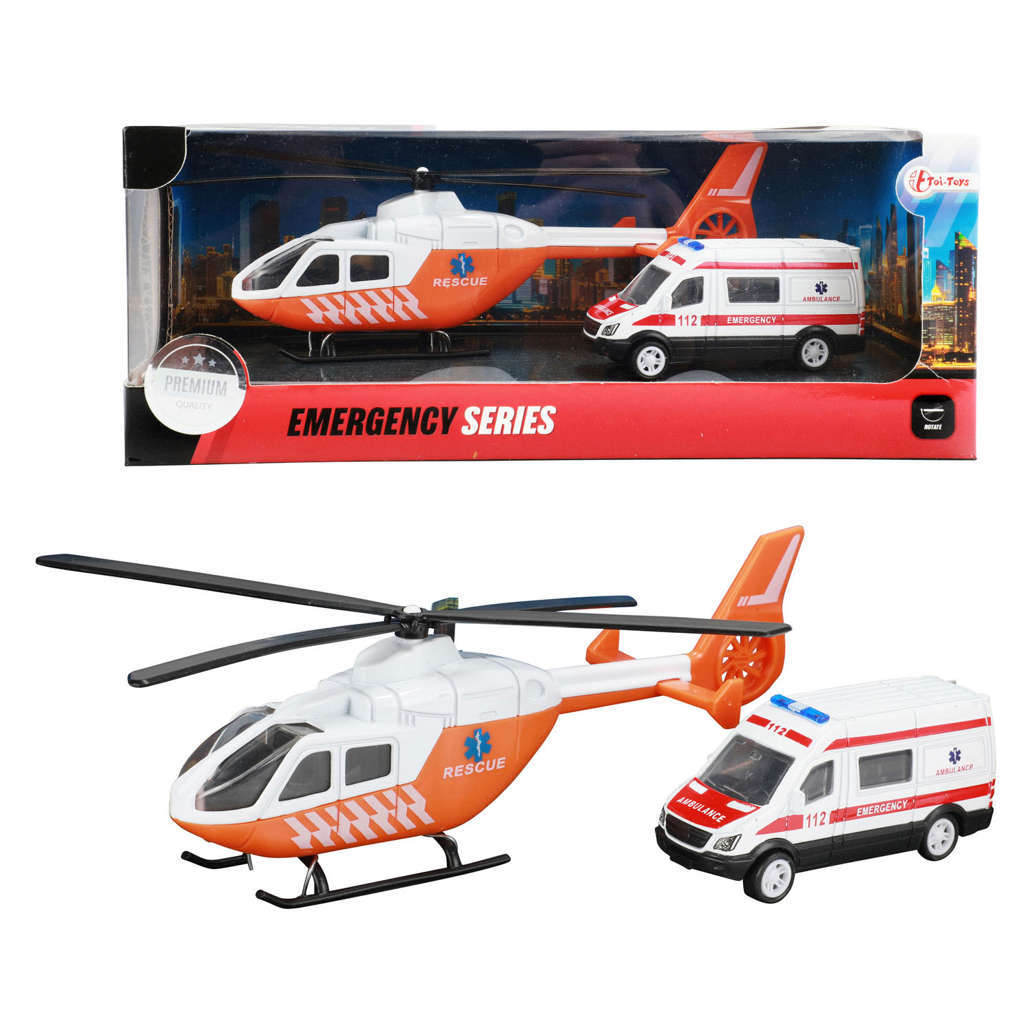 Metal Traumahelikopter en Ambulance Oranje