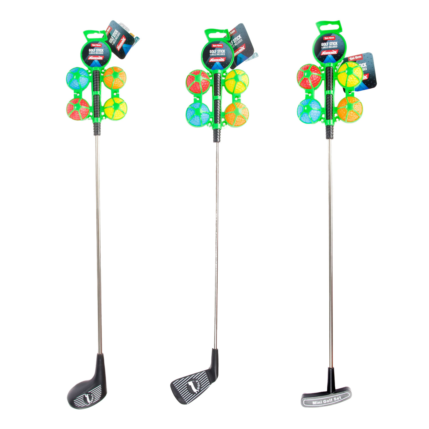 Adrenix Bâton de golf en métal avec 4 balles colorées, 5 pcs.