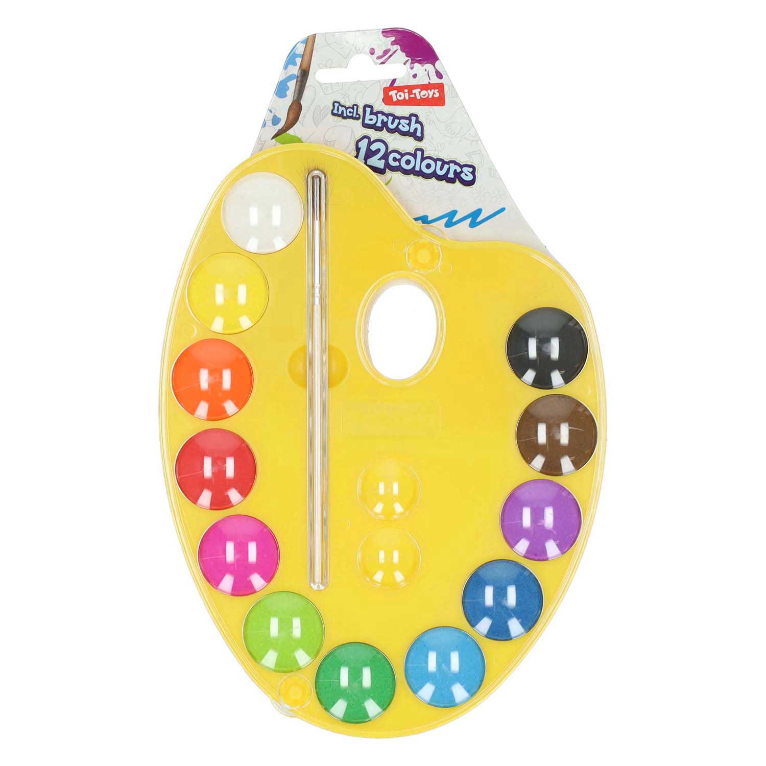 Palette de peinture 12 couleurs et pinceau