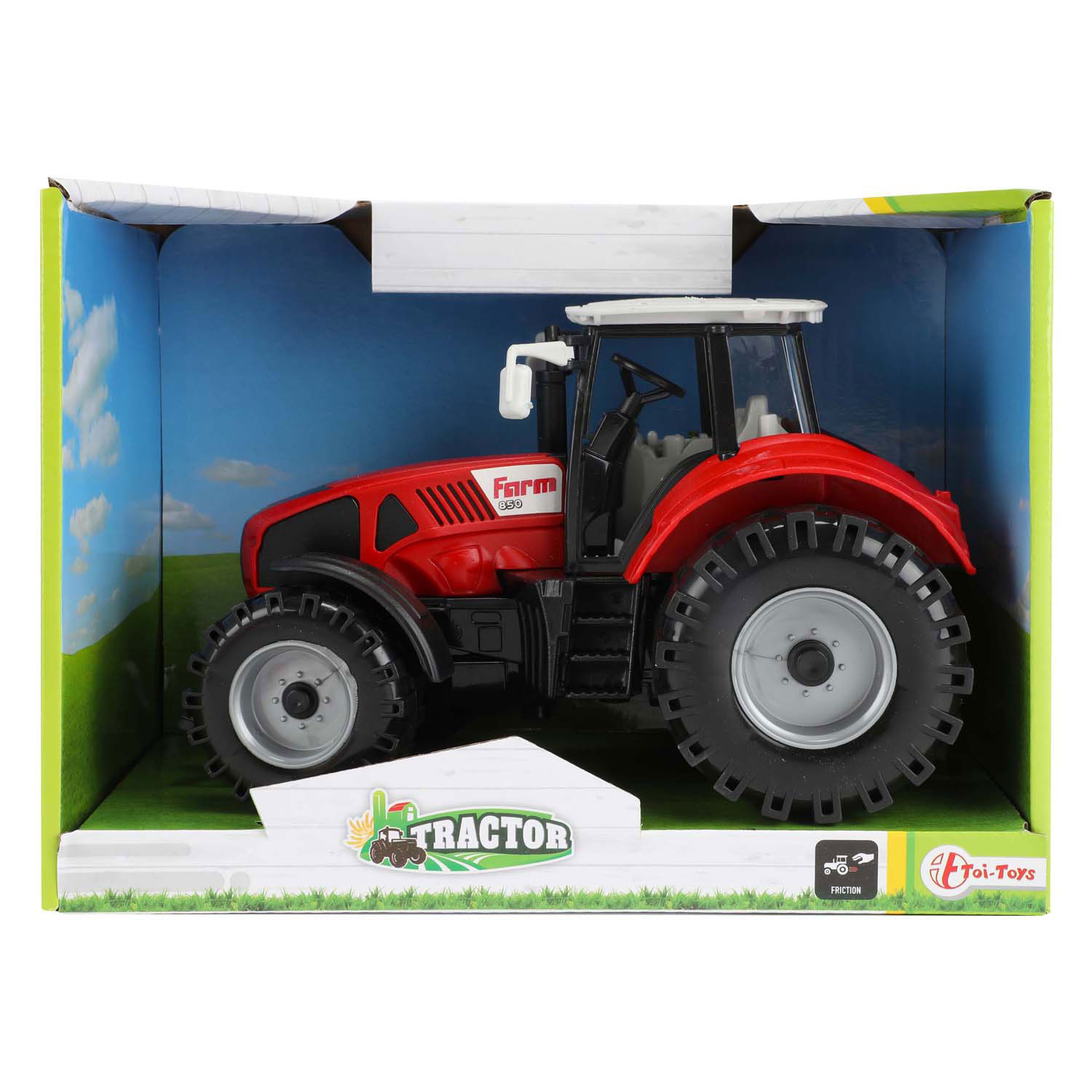 Tractor met Frictie Rood, 19cm