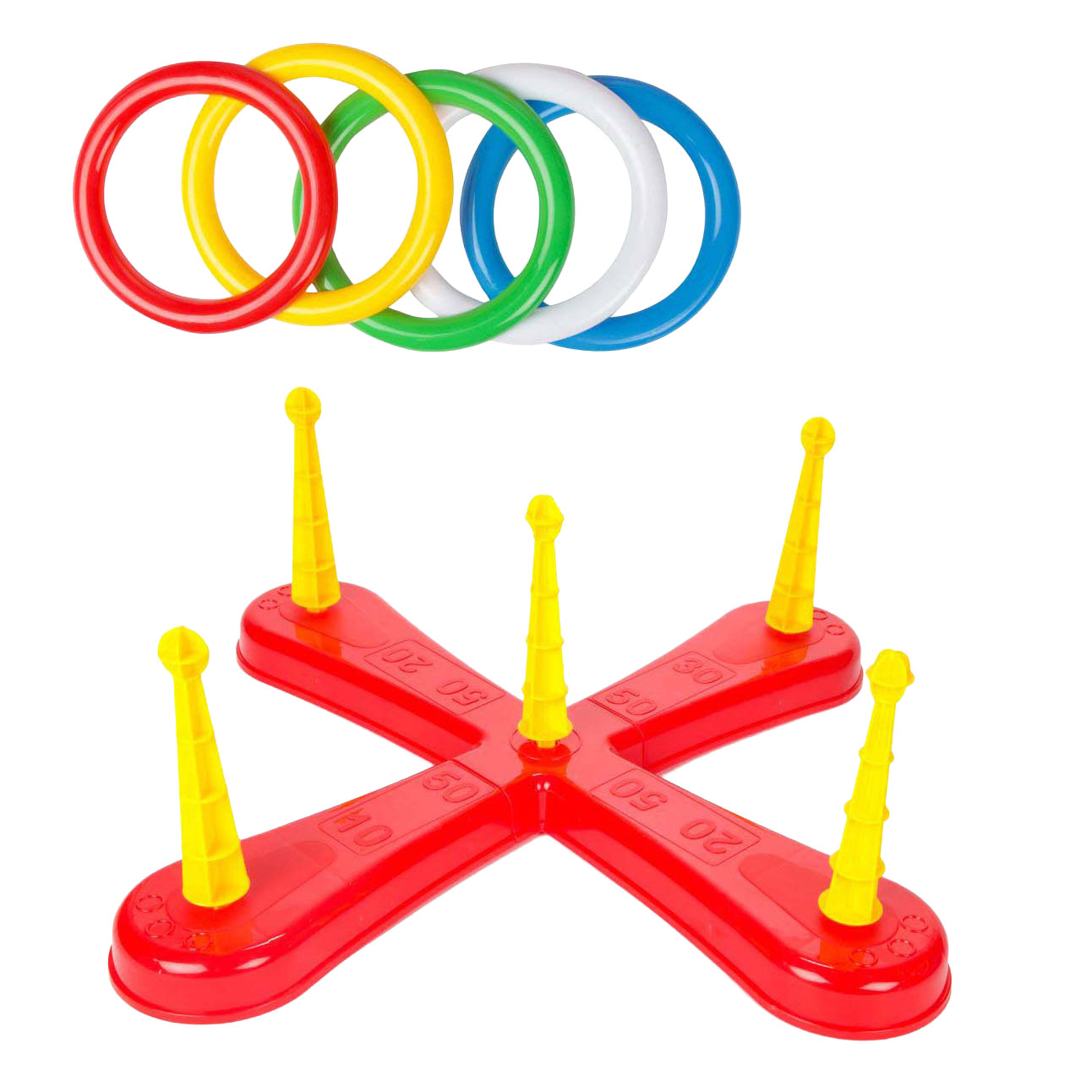 Play au jeu de lancer d'anneaux lumineux avec 5 anneaux