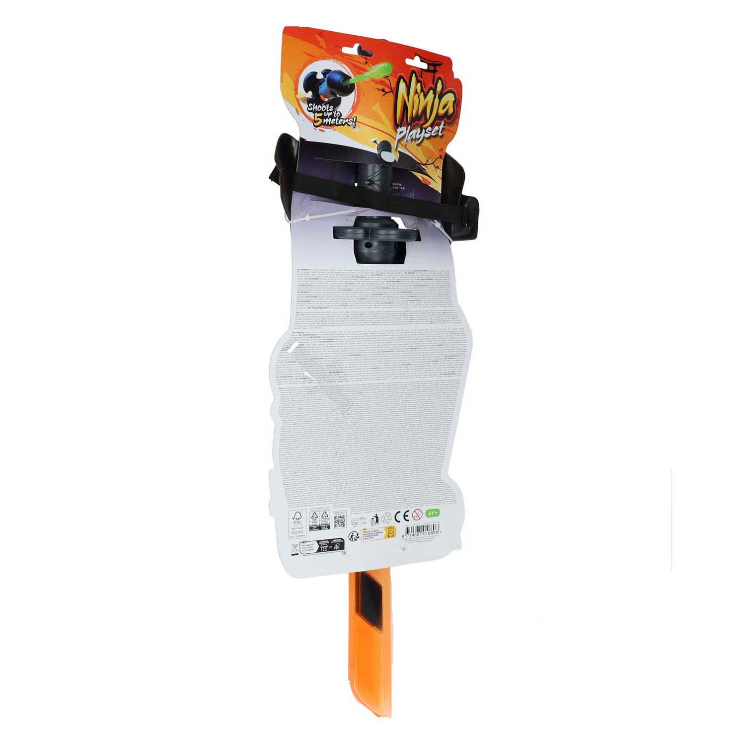 Ninja Lichtzwaard Licht en Geluid met Schietfunctie en Masker - Oranje