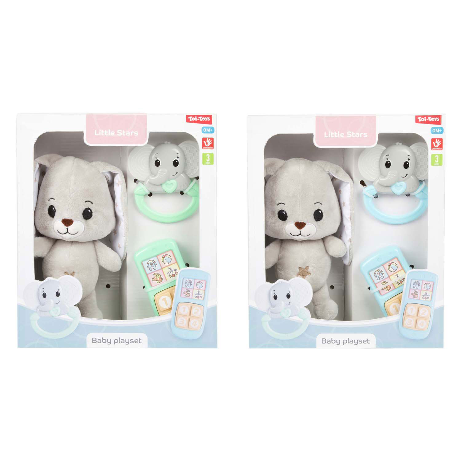 Little Stars Baby Knuffel Pluche Konijn met Ramelaar en Telefoon, 3dlg.