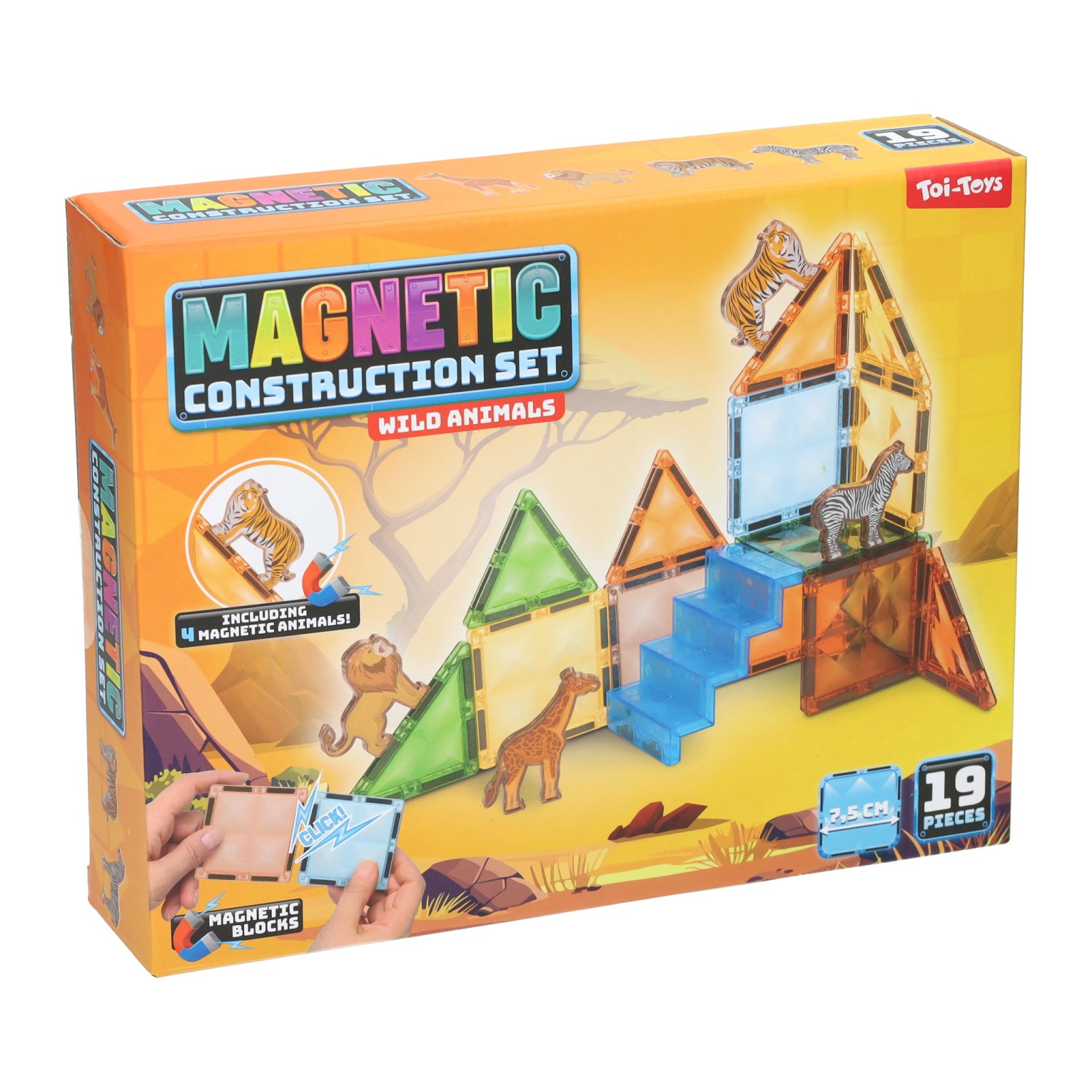 Bouwset Magneetpanelen met Wilde Dieren - 19dlg