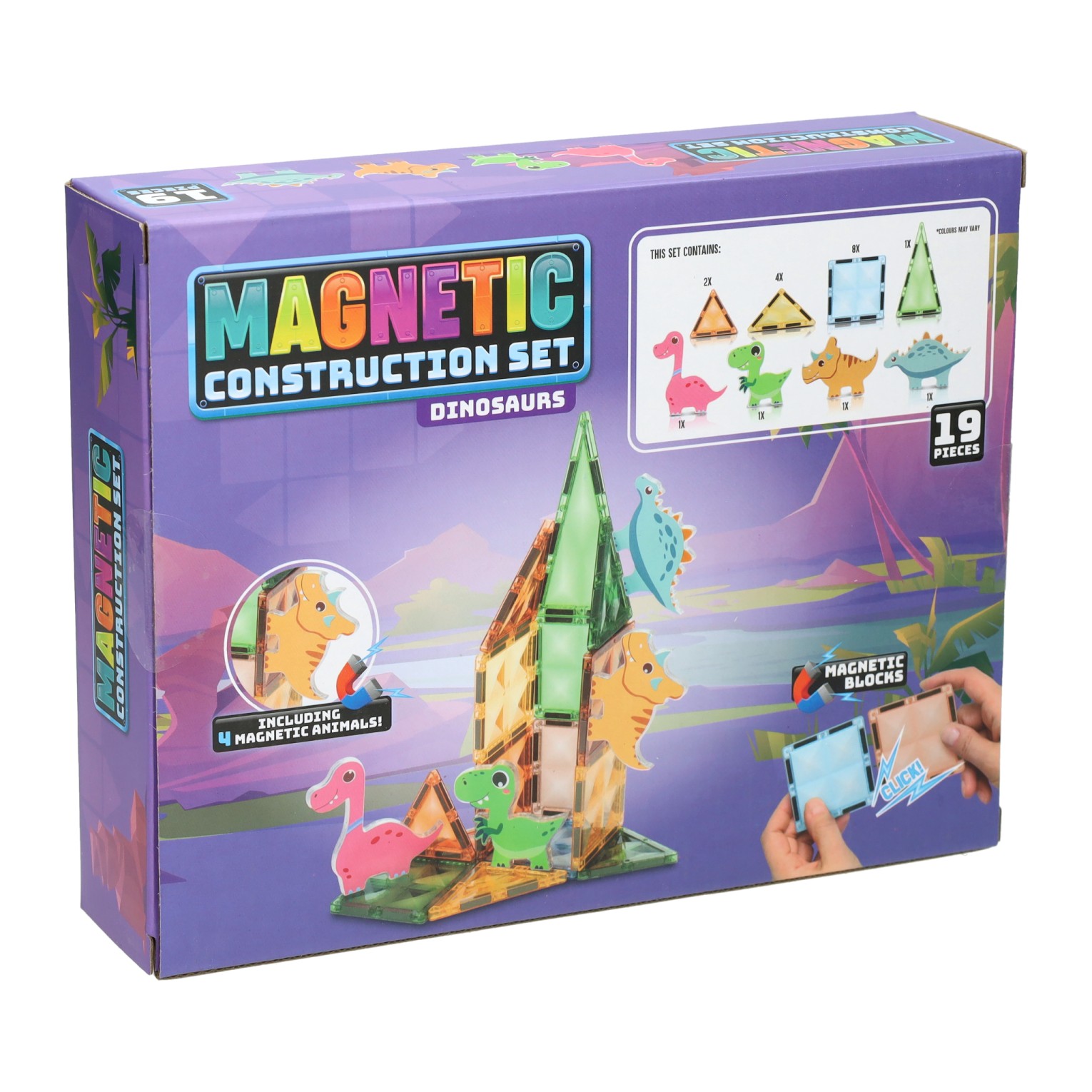 Bouwset Magneetpanelen met Dinosaurussen - 19dlg