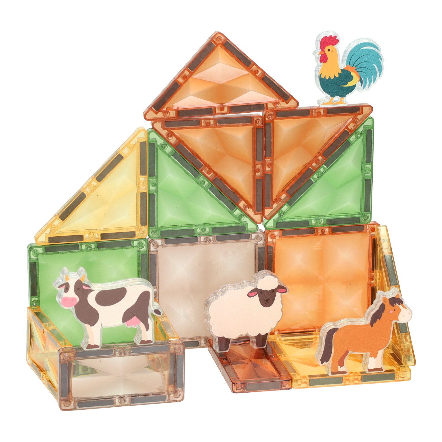 Kit de construction magnétique sur le thème des animaux de la ferme - 19 pièces