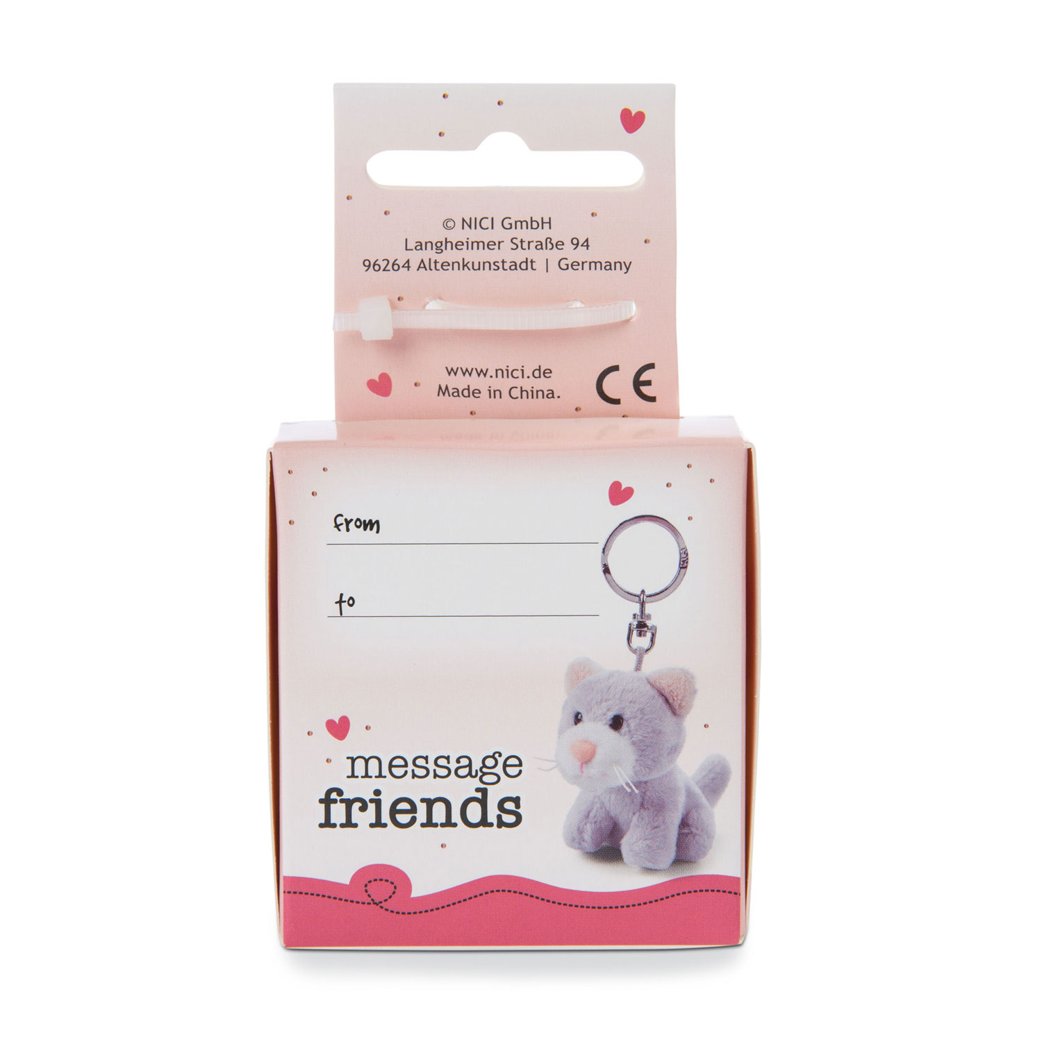 Nici Porte-clés en peluche Chat Forever Friends dans une boîte cadeau, 6 cm