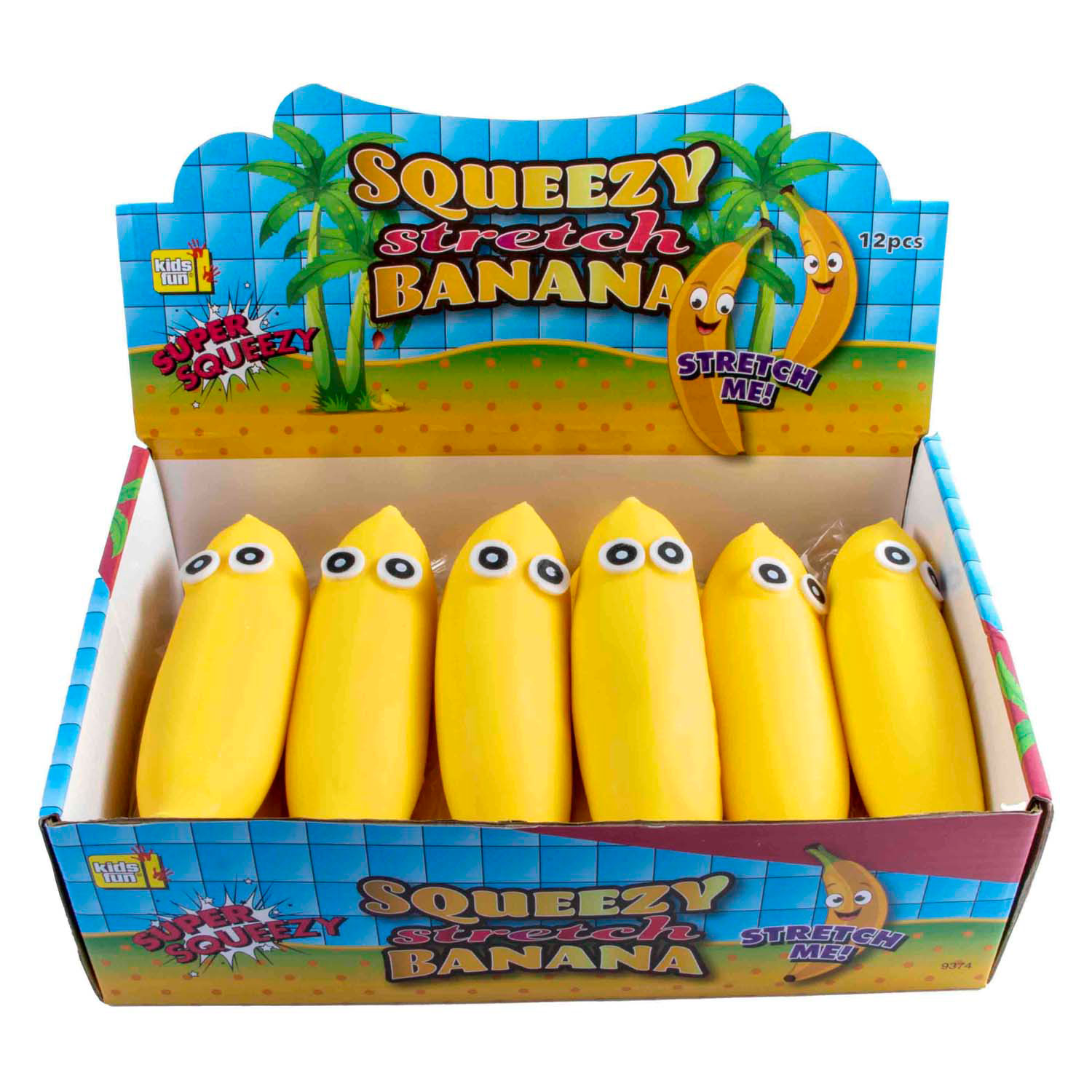 Squeeze Funny Bananas Figurine anti-stress extensible à presser, 12 pièces.