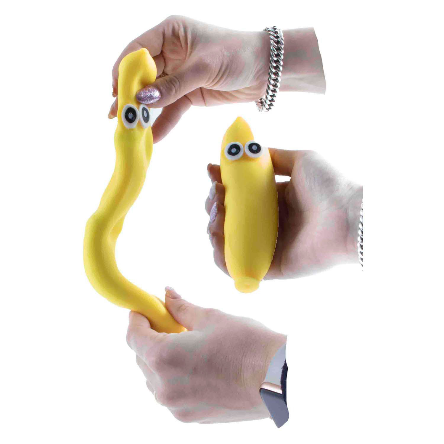 Squeeze Funny Bananas Figurine anti-stress extensible à presser, 12 pièces.