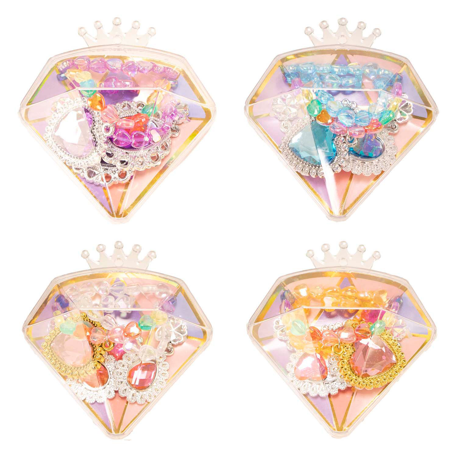 Boîte de rangement pour bijoux en diamant, 7 pièces