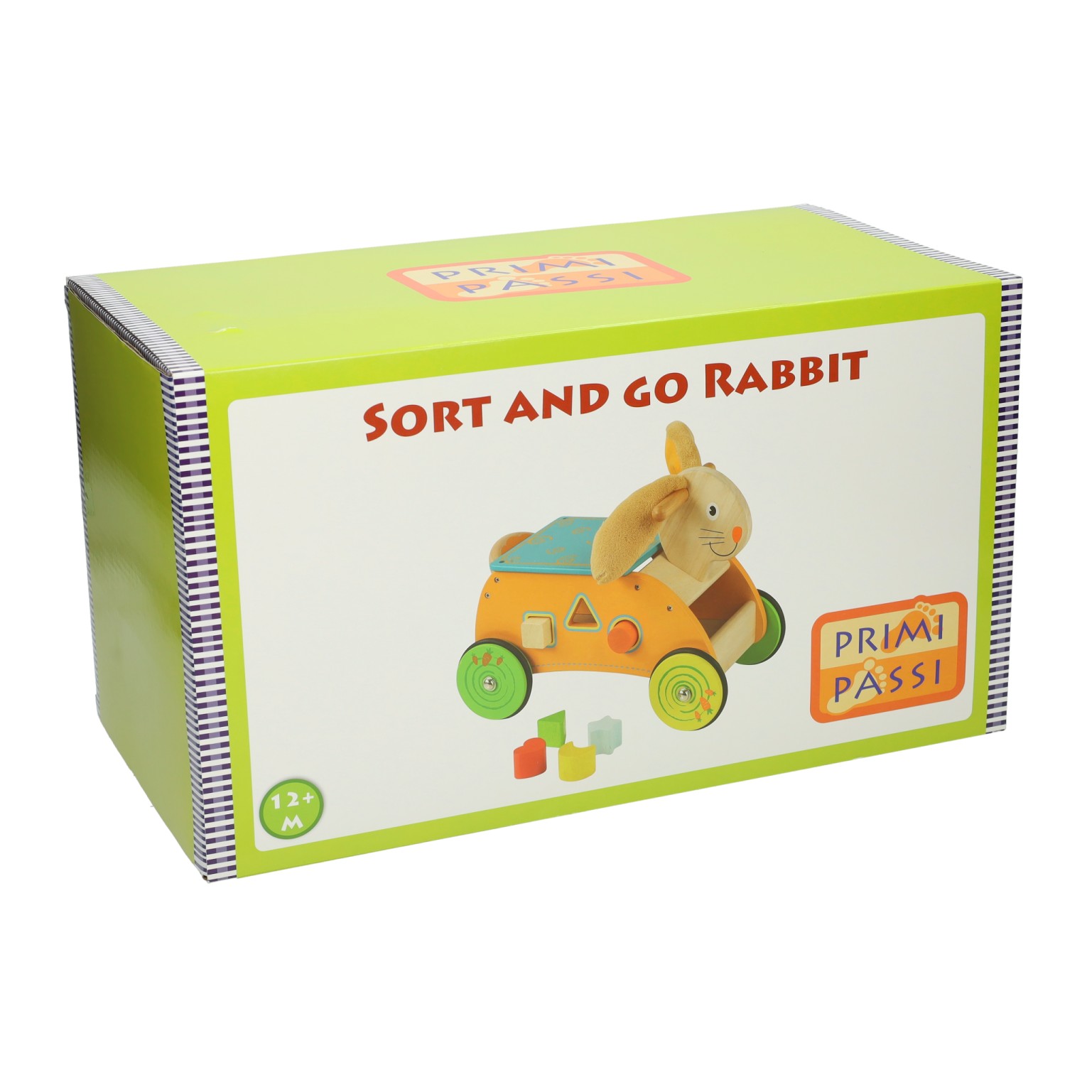 Primi Passi - Houten Vormen- en Loopwagen Konijn