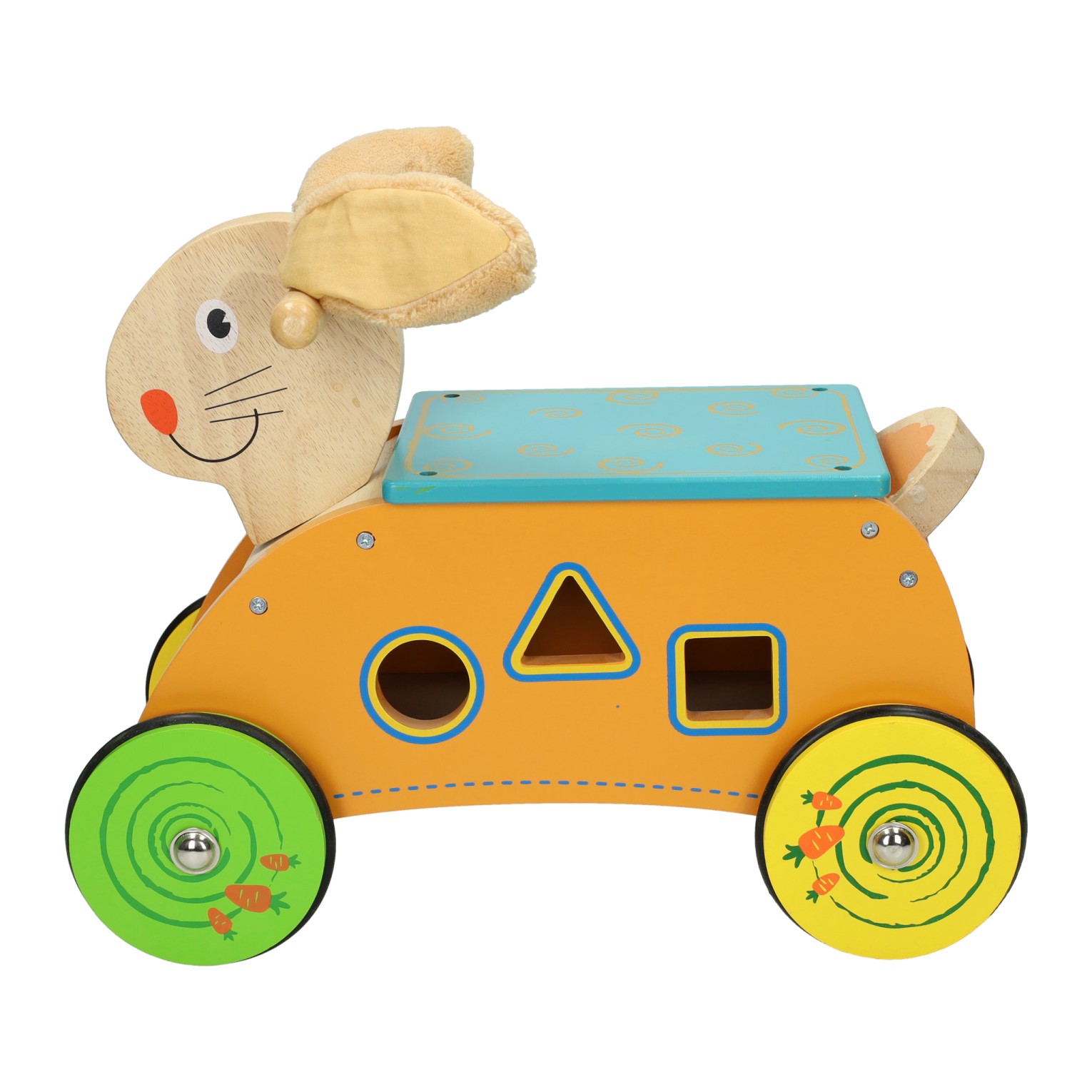 Primi Passi - Houten Vormen- en Loopwagen Konijn