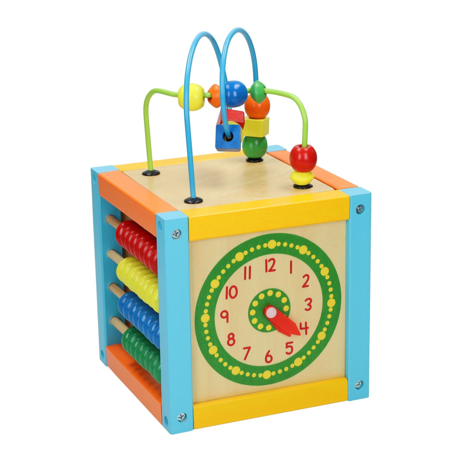 Houten Activiteiten Kubus met Spiraal 5 in 1